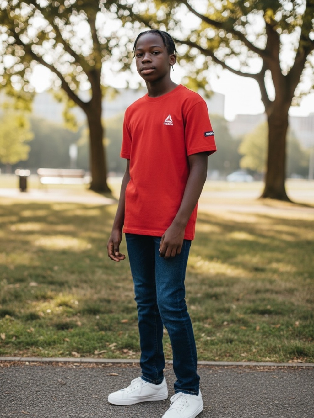 Reebok Red Kids' Short-Sleeve Logo Tee